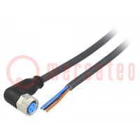Connection lead; M8; PIN: 3; angled; 2m; plug; 60VAC; 4A; -40÷80°C