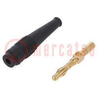 Plug; 4mm banana; 32A; black; non-insulated; 2.5mm2; gold-plated