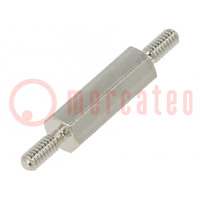 Distanziali filettati; 12mm; Filetto est: M2; esagonale; ottone