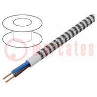 Cable; H03VV-F,OMY; 2x0,75mm2; redondo; cuerda; Cu; PVC; textil