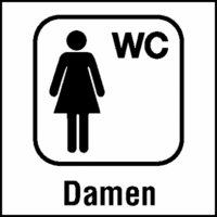 Hängeschild - Damen, Schwarz/Weiß, 30 x 30 cm, Kunststoff, Symbol und Text