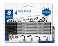 STAEDTLER PIGMENT BRUSH INTENSE BLACK SET - PIGMENT BRUSH, PIGMENT SOFT BRUSH, CALLIGRAPHY Y PIGMENT PEN, COLOR NEGRO INTENSO, R