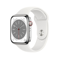 Apple Watch Series 8 OLED 45 mm Digitális 396 x 484 pixelek Érintőképernyő 4G Ezüst Wi-Fi GPS (műhold)
