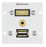 Kindermann 7444000547 Steckdose HDMI + USB A + 3,5mm Aluminium