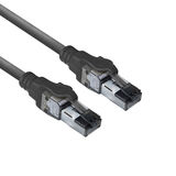 ACT Cable de conexión LSZH negro 2 metros S/FTP CAT6A IDC 4PPoE / PoE++ 100W snagless con conectores RJ45
