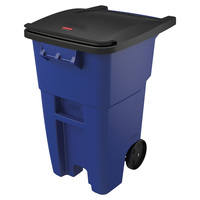 Rubbermaid BRUTE Grey Rollout Container - 190 Litre-Blue with Black Lid