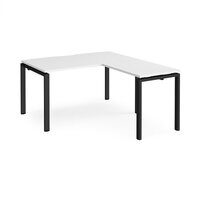Adapt desk 1400mm x 800mm with 800mm return desk - black frame and white top