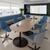 Eternal radial end boardroom table 2400mm x 1000mm - brushed steel base and whit
