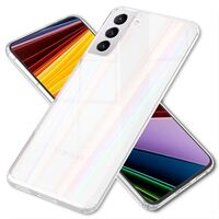 NALIA Clear Tempered Glass Cover compatible with Samsung Galaxy S22 Plus Case, Transparent Rainbow Effect Anti-Yellow Scratch-Resistant Hardcase & Silicone Bumper, Holographic G...