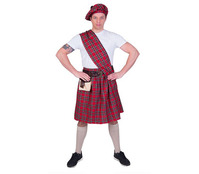 déguisement d'écossais homme rouge 4pcs taille unique