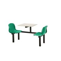 Polypropylene fixed canteen table and chairs - Fully assembled