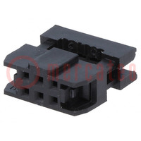 Plug; IDC; female; PIN: 6; with cable clamp; IDC; for ribbon cable