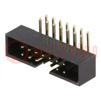 Socket; IDC; male; PIN: 14; angled 90°; THT; gold-plated; 2mm; black