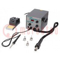 Hot air soldering station; with knob; 100÷450°C; 0÷100l/min