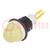 Controlelampje: LED; bol; geel; 230VAC; Ø13mm; draden 300mm