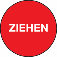 Hinweisschild - ZIEHEN, Rot, 10 cm, Folie, Selbstklebend, B-7541, Einseitig
