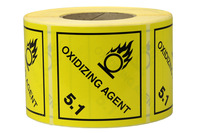 Gefahrgut-Etiketten, 100x100mm, aus Papier, gelb, mit Aufdruck/Symbol, Oxidizing Agent, Kl. 5.1