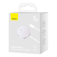 BASEUS WIRELESS CHARGER MAGNETIC SIMPLE MINI3, 15 W SILVER (CCJJ040012)