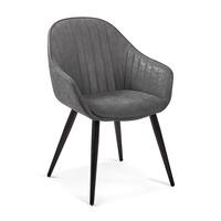 Chaise Fabia en polyuréthane gris foncé et pieds en acier finition noire