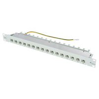 Patchpanel RJ45, 19", 1 HE, RAL7035, Cat. 6A, 16, MPP16-HS