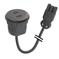 Kondator 935-PM51-GST gniazdko elektryczne 2 x USB A Czarny