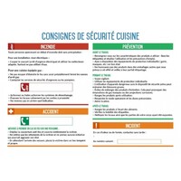 Consignes de sécurité cuisine - autocollant - L.300 x H.200 mm