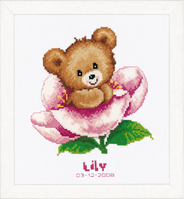 Counted Cross Stitch Kit: Birth Record: Flower Teddy