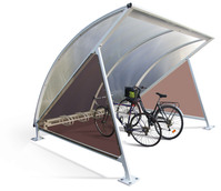 Moonshape Cycle Shelter with Cycle Rack - RAL 9010 - Pure White