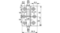 Möbelbänder FS Messing poliert Rollen-Ø 8.0 mm, H 50 mm Kröpfung D 7.5 mm, links mit Zierkopf ZK19