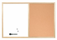 Bi-Office Combination Board Cork/Non Magnetic Whiteboard Pine Frame 600x400mm