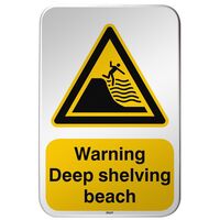 ISO Safety Sign - Warning , Deep shelving beach ,