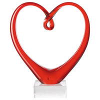 LEONARDO Skulptur HEART aus Glas, mit Sockel, perfekt als Geschenk geeignet rot, 090871Freisteller