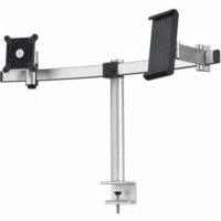 Monitorhalter mit Arm für 1 Monitor+1 Tablet silber Tischklemme