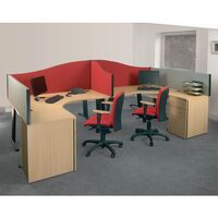 BusyScreen® classic clamp on desk partition screens - Wave desktop screens - red