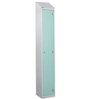 Wet area laminate door lockers with sloping top