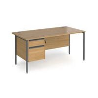 Essential office rectangular H-frame desk with one fixed pedestal
