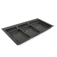 Emuca Base para contenedores de cajón cocina Recycle, 3 huecos, módulo 900mm, Plástico gris antracita