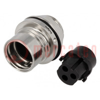 Connector: rond; contact; vrouwelijk; PIN: 3; contactloos; 16A; 277V