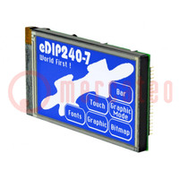 Display: LCD; graphical; 240x128; STN Negative; blue; 113x70mm