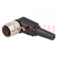 Connector: M16; plug; female; soldering; for cable; PIN: 8; 5A; 60V