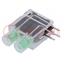 LED; in housing; green; 3.9mm; No.of diodes: 2; 20mA; 40°; 2.2V