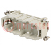 Connector: HDC; contact insert; male; DSB; PIN: 6; 6+PE; size D16B