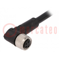 Connection lead; M8; PIN: 4; angled; 5m; plug; 60VAC; 4A; -25÷80°C