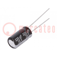 Capacitor: electrolytic; THT; 220uF; 35VDC; Ø8x15mm; Pitch: 3.5mm