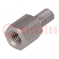 Screwed spacer sleeve; 8mm; Int.thread: M4; Ext.thread: M4