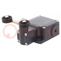 Limit switch; lever R 40mm, plastic roller Ø20mm, double; 10A