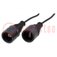 Cable; USB 2.0; USB A socket,USB B socket; 3m; IP66,IP68,IP69K