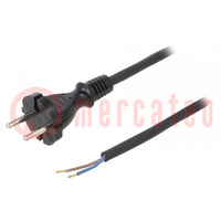 Cable; 2x1mm2; CEE 7/17 (C) plug,wires; rubber; 5m; black; 16A