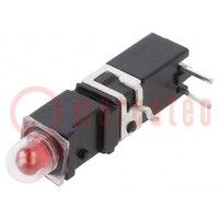 LED; in housing; red; 3.9mm; No.of diodes: 1; 20mA; 60°; 1.2÷4mcd