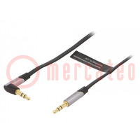 Cable; Jack 3.5mm plug,Jack 3.5mm angled plug; 5m; black